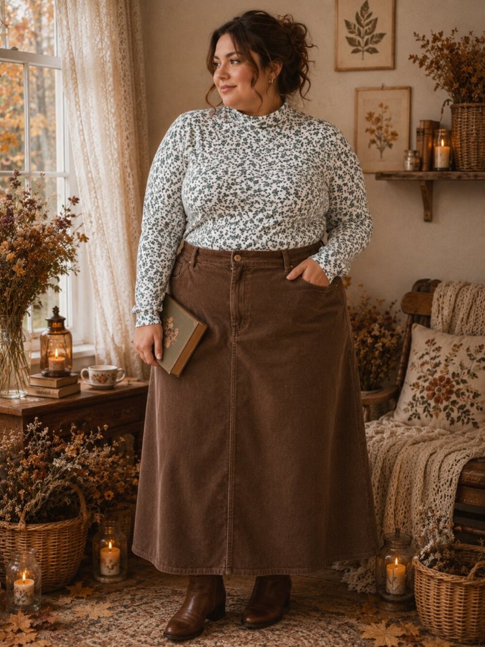 Vintage Hunt Club Floral Mock Neck Top